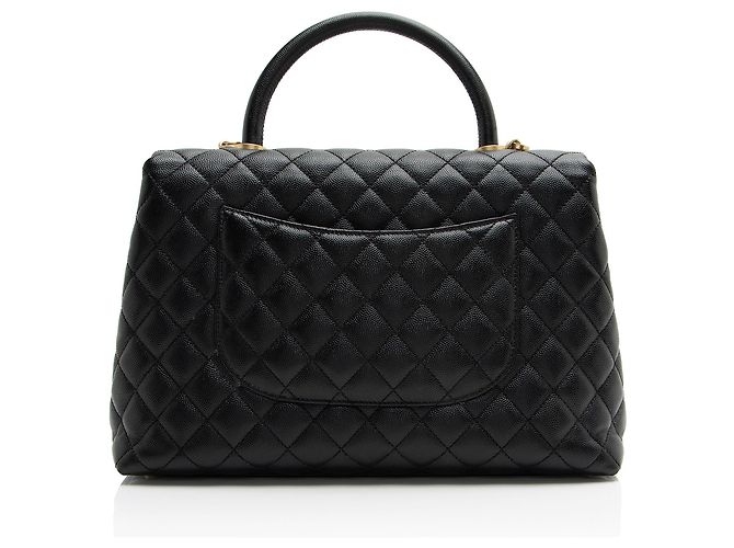 Gabrielle Chanel Caviar-Leder Coco Mittelgriff Umhängetasche Schwarz - Ansicht 3