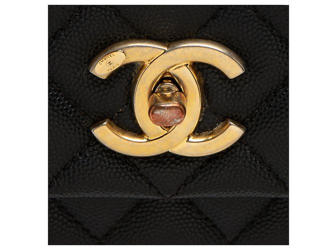Gabrielle Chanel Caviar-Leder Coco Mittelgriff Umhängetasche Schwarz - Ansicht 9