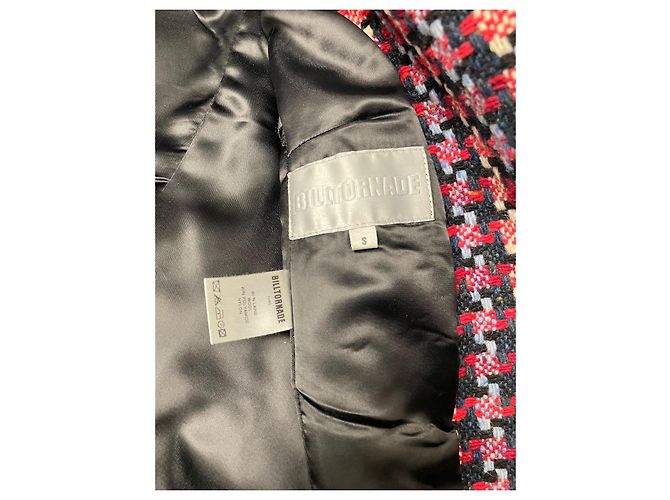 Autre Marque Giacca Biker BILL TORNADE Tweed Rosso e Blu Lana Bianco sporco - vista 3