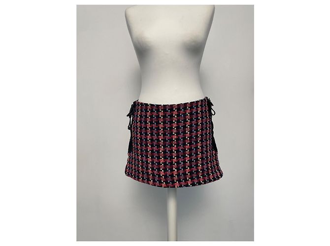 Autre Marque Falda BILL TORNADE de tweed roja y azul lana Blanco roto - vista 4