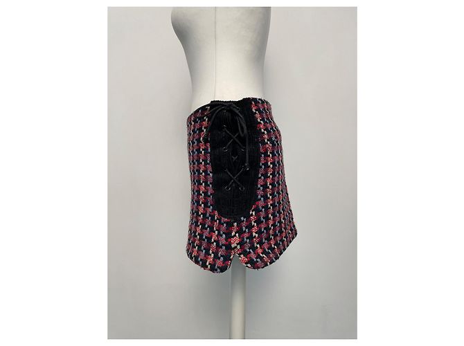 Autre Marque Falda BILL TORNADE de tweed roja y azul lana Blanco roto - vista 6