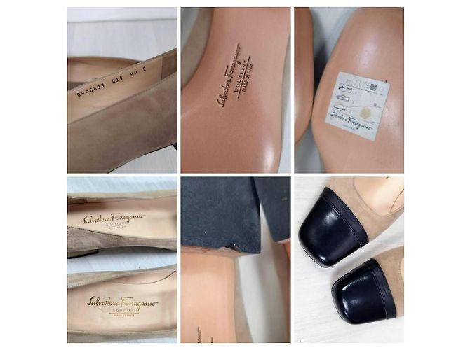Salvatore Ferragamo scarpe basse in pelle beige e nera Nero - vista 11