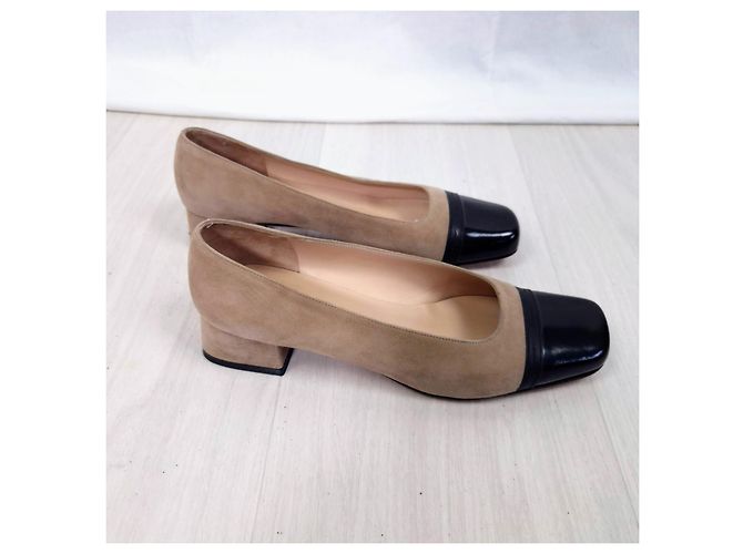 Salvatore Ferragamo scarpe basse in pelle beige e nera Nero - vista 8