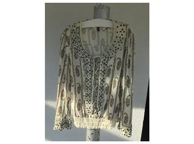 Blusa Isabel Marant de lino crudo con remaches de bronce Blanco roto - vista 2