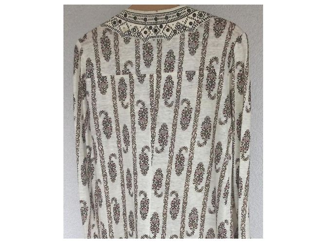 Blusa Isabel Marant de lino crudo con remaches de bronce Blanco roto - vista 3