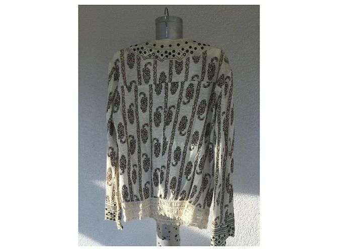 Blusa Isabel Marant de lino crudo con remaches de bronce Blanco roto - vista 4