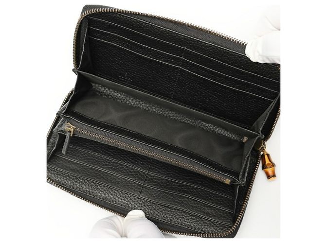 Portafoglio con zip Gucci Bamboo Nero - vista 4