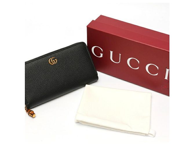Portafoglio con zip Gucci Bamboo Nero - vista 6