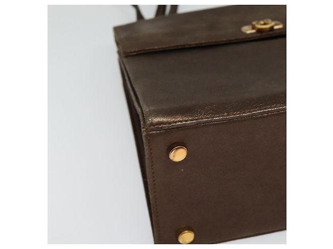 Borsa a mano Gancini in pelle 2 in 1 bronzo oro Auth BA4340 di Salvatore Ferragamo - vista 10