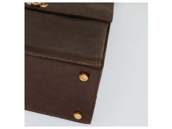 Borsa a mano Gancini in pelle 2 in 1 bronzo oro Auth BA4340 di Salvatore Ferragamo - vista 15