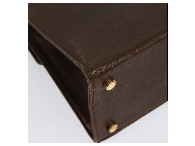 Borsa a mano Gancini in pelle 2 in 1 bronzo oro Auth BA4340 di Salvatore Ferragamo - vista 16