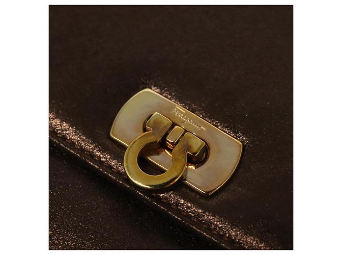 Borsa a mano Gancini in pelle 2 in 1 bronzo oro Auth BA4340 di Salvatore Ferragamo - vista 18