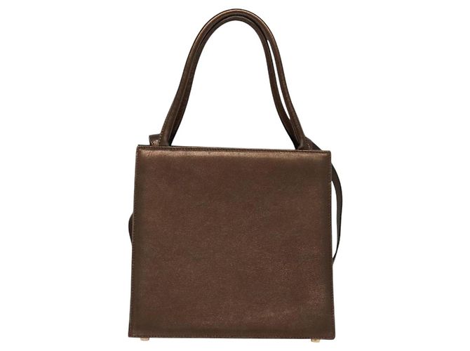 Borsa a mano Gancini in pelle 2 in 1 bronzo oro Auth BA4340 di Salvatore Ferragamo - vista 2