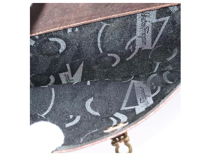 Borsa a mano Gancini in pelle 2 in 1 bronzo oro Auth BA4340 di Salvatore Ferragamo - vista 20