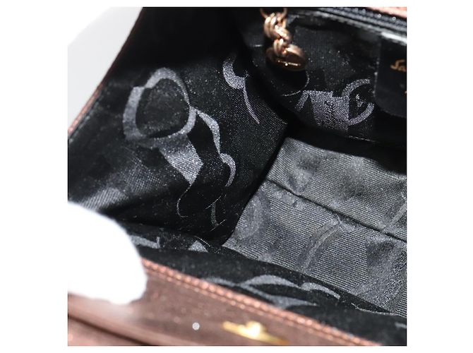 Borsa a mano Gancini in pelle 2 in 1 bronzo oro Auth BA4340 di Salvatore Ferragamo - vista 22