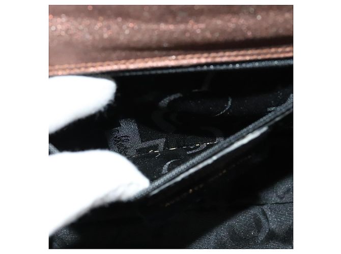 Borsa a mano Gancini in pelle 2 in 1 bronzo oro Auth BA4340 di Salvatore Ferragamo - vista 23