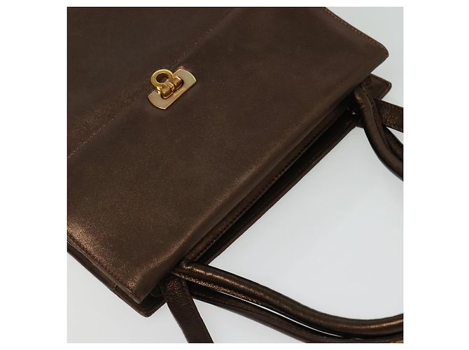 Borsa a mano Gancini in pelle 2 in 1 bronzo oro Auth BA4340 di Salvatore Ferragamo - vista 6