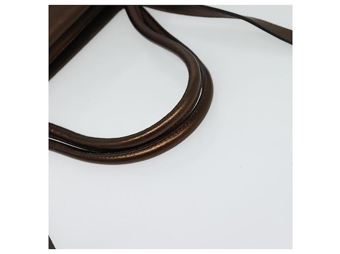 Borsa a mano Gancini in pelle 2 in 1 bronzo oro Auth BA4340 di Salvatore Ferragamo - vista 7