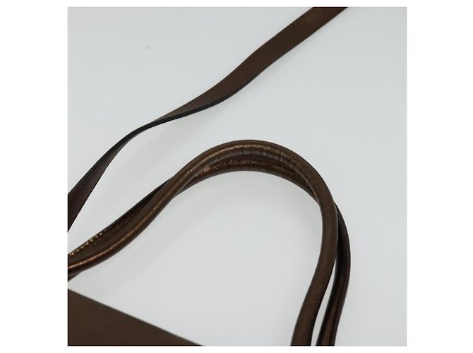 Borsa a mano Gancini in pelle 2 in 1 bronzo oro Auth BA4340 di Salvatore Ferragamo - vista 8