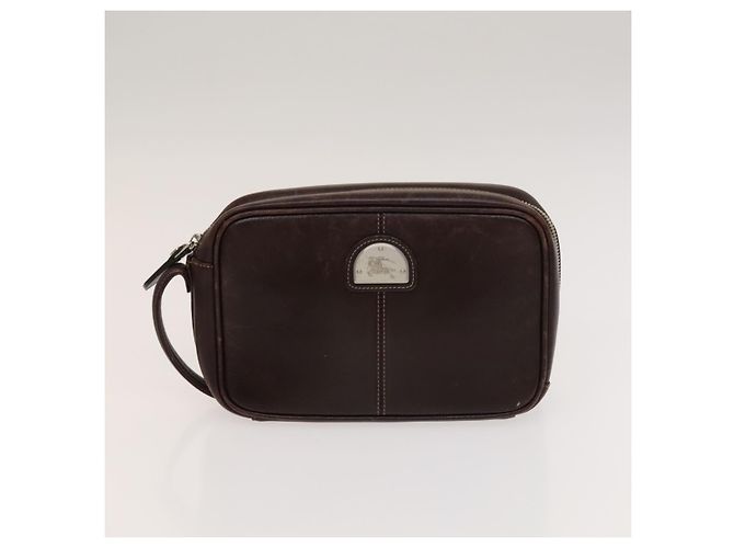 BURBERRY Clutch Bag Leather 2Set Brown Auth ti3373 - vista 10