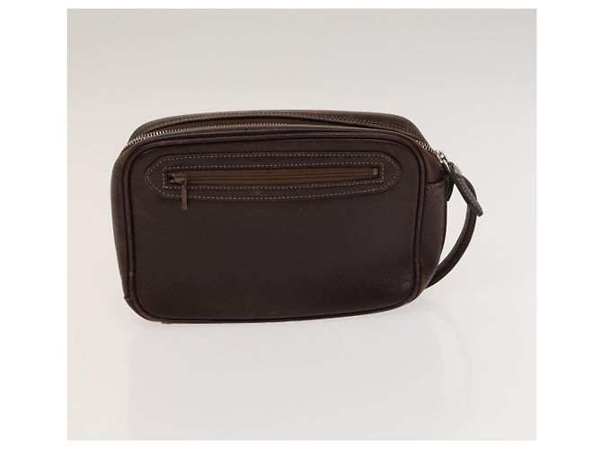 BURBERRY Clutch Bag Leather 2Set Brown Auth ti3373 - vista 11
