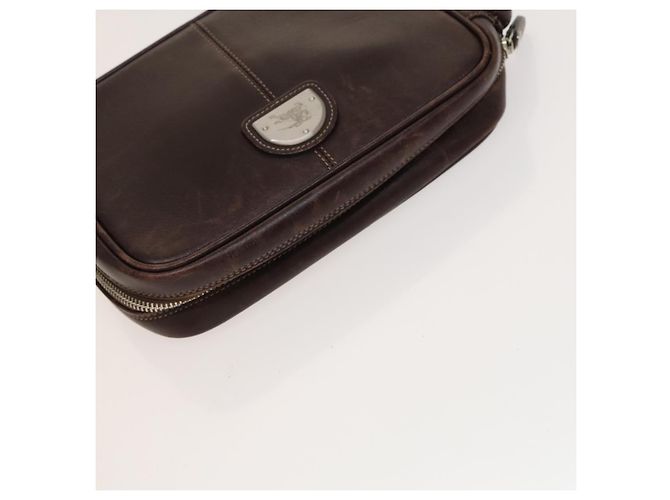BURBERRY Clutch Bag Leather 2Set Brown Auth ti3373 - vista 13