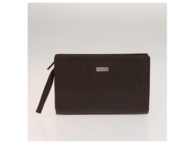 BURBERRY Clutch Bag Leather 2Set Brown Auth ti3373 - vista 2