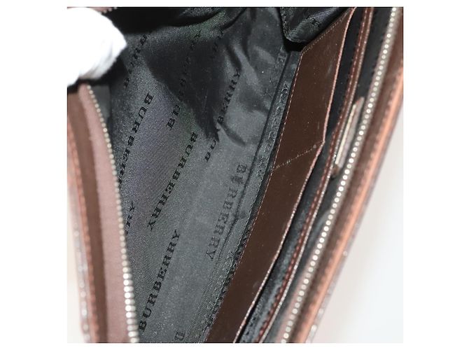 BURBERRY Clutch Bag Leather 2Set Brown Auth ti3373 - vista 9