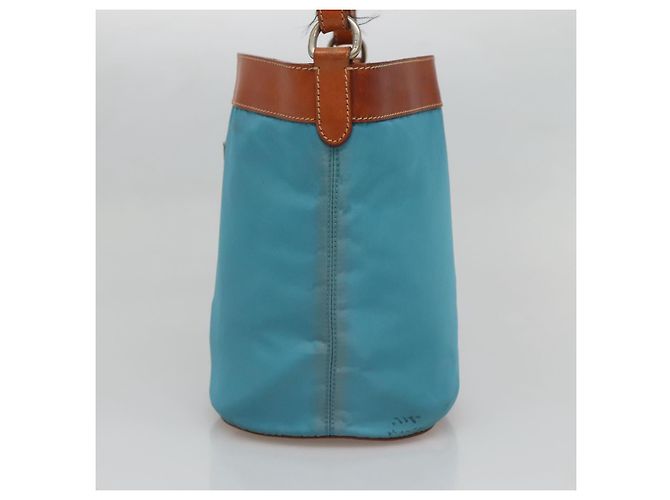Borsa a Spalla PRADA in Nylon Pelle Argento Blu Auth 135381 - vista 4