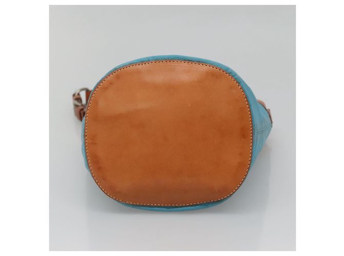 Borsa a Spalla PRADA in Nylon Pelle Argento Blu Auth 135381 - vista 5