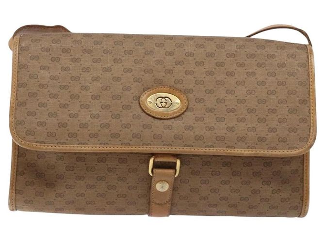 Gucci Borsa a spalla Micro GG Supreme in PVC Beige Oro Auth BA4331 D'oro - vista 13