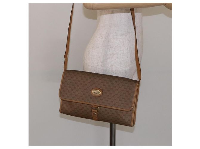 Gucci Borsa a spalla Micro GG Supreme in PVC Beige Oro Auth BA4331 D'oro - vista 24