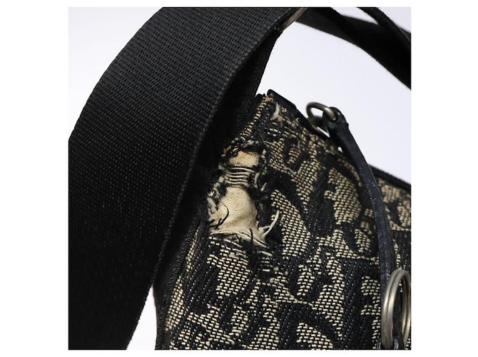 Borsa a spalla in tela Trotter Christian Dior blu navy argento Auth bs27283 - vista 10