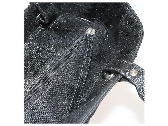 CHANEL Paris Biarritz Tote Bag Beschichtete Leinwand Schwarz Silber CC Auth 129603 - Ansicht 10
