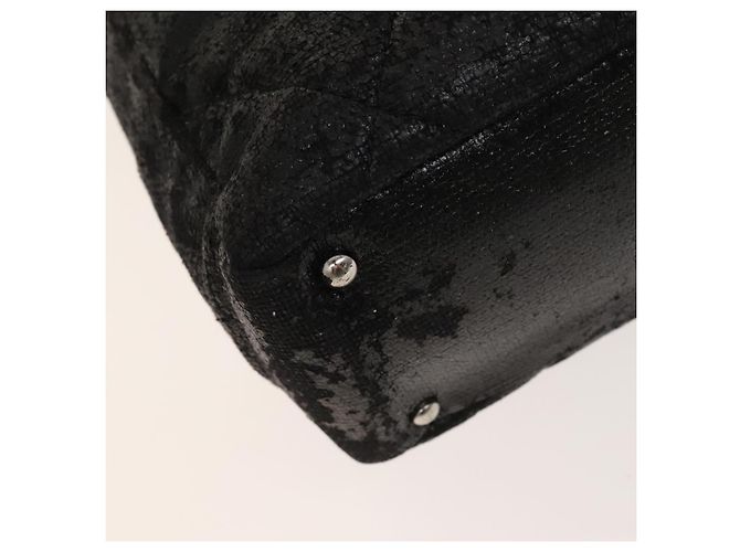 CHANEL Paris Biarritz Tote Bag Beschichtete Leinwand Schwarz Silber CC Auth 129603 - Ansicht 14
