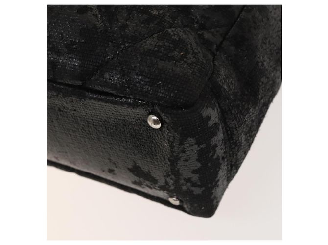 CHANEL Paris Biarritz Tote Bag Beschichtete Leinwand Schwarz Silber CC Auth 129603 - Ansicht 15