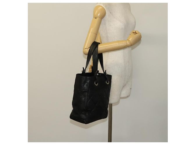 CHANEL Paris Biarritz Tote Bag Beschichtete Leinwand Schwarz Silber CC Auth 129603 - Ansicht 22