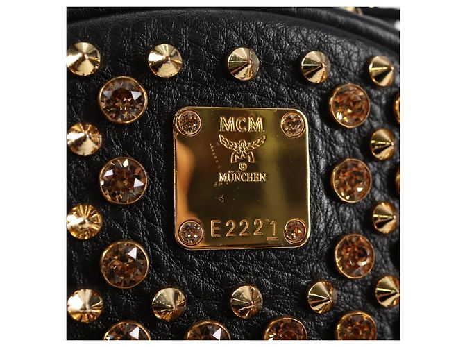 MCM Vicetos Studs Rucksack Leder Schwarz Gold Auth yk19000V Golden - Ansicht 11