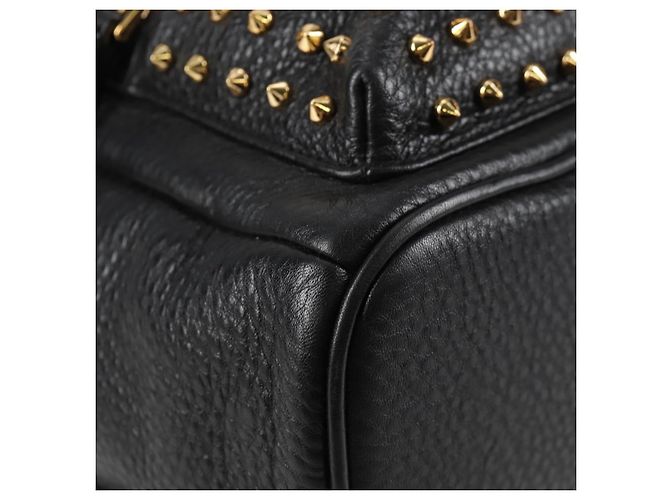 MCM Vicetos Studs Rucksack Leder Schwarz Gold Auth yk19000V Golden - Ansicht 16
