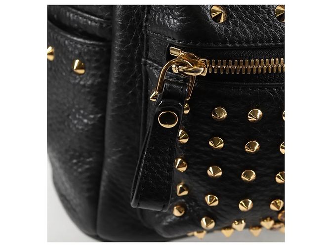 MCM Vicetos Studs Rucksack Leder Schwarz Gold Auth yk19000V Golden - Ansicht 20