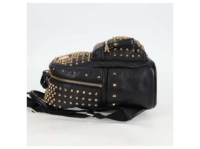 MCM Vicetos Studs Rucksack Leder Schwarz Gold Auth yk19000V Golden - Ansicht 3