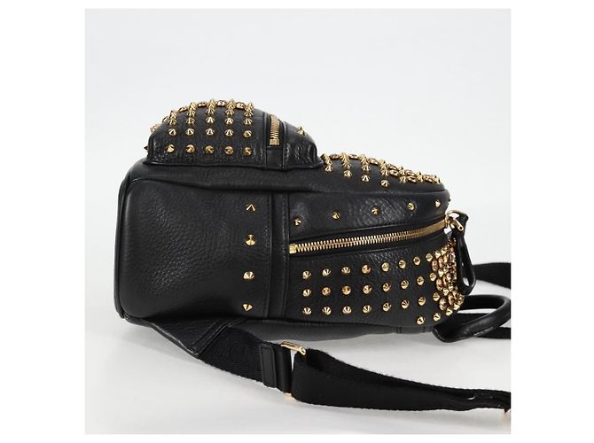 MCM Vicetos Studs Rucksack Leder Schwarz Gold Auth yk19000V Golden - Ansicht 4