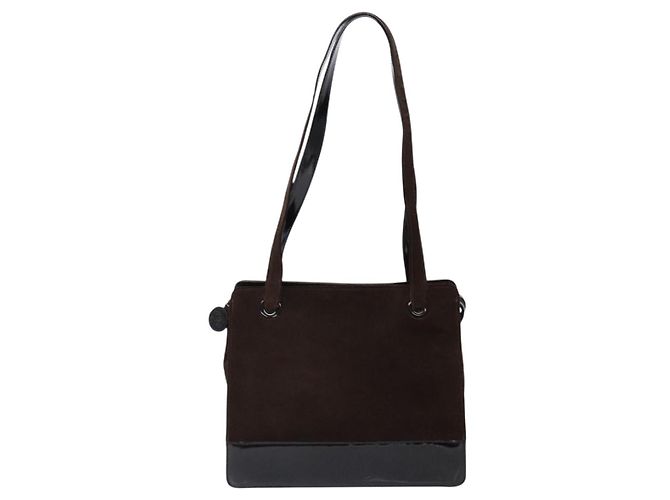 Borsa Tote CHANEL Camoscio Marrone CC Auth bs28665 - vista 2