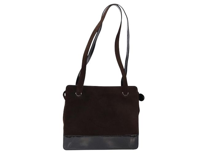 Borsa Tote CHANEL Camoscio Marrone CC Auth bs28665 - vista 3
