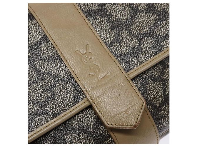 Saint Laurent Borsa a Spalla in PVC Pelle Beige Grigio Auth bs28744 Marrone - vista 14