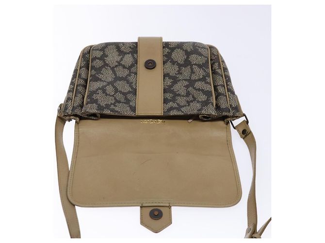 Saint Laurent Borsa a Spalla in PVC Pelle Beige Grigio Auth bs28744 Marrone - vista 15