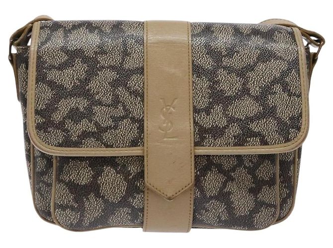 Saint Laurent Borsa a Spalla in PVC Pelle Beige Grigio Auth bs28744 Marrone - vista 2
