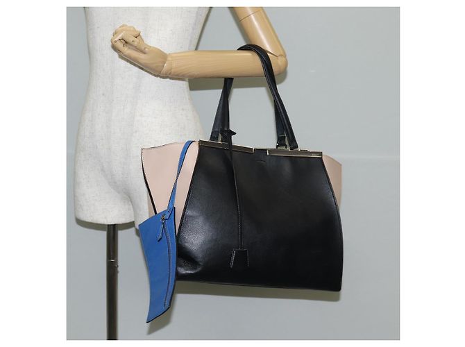 Borsa Toilojour in pelle nera e argento FENDI Auth bs28474 Nero - vista 33