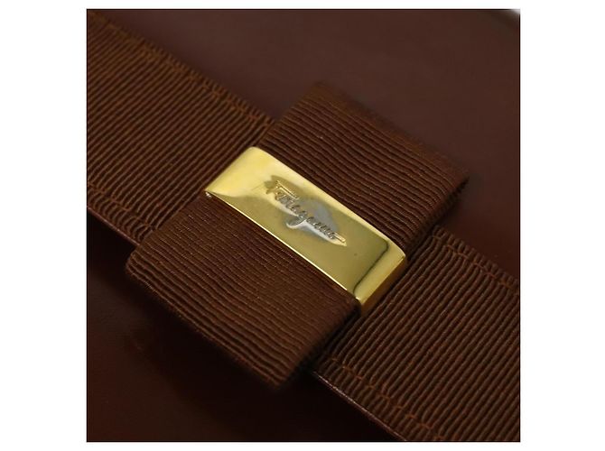 Borsa a mano in pelle Salvatore Ferragamo Vala 2 in 1 Marrone Oro Auth bs28714 D'oro - vista 16
