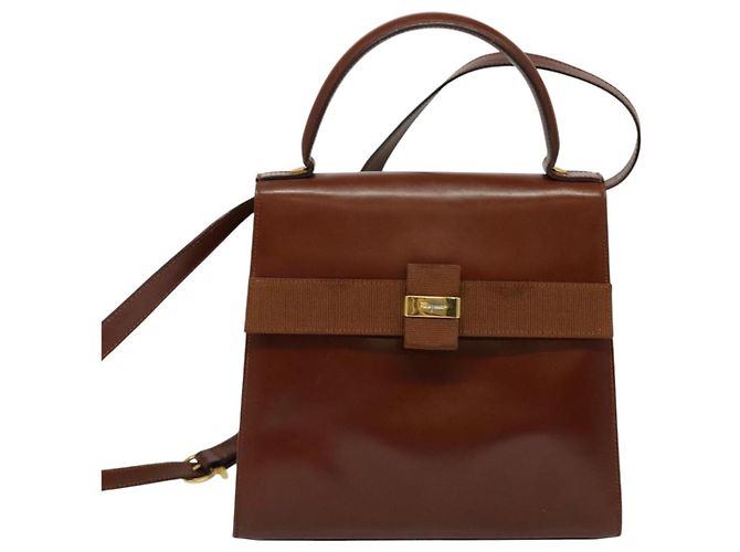 Borsa a mano in pelle Salvatore Ferragamo Vala 2 in 1 Marrone Oro Auth bs28714 D'oro - vista 2